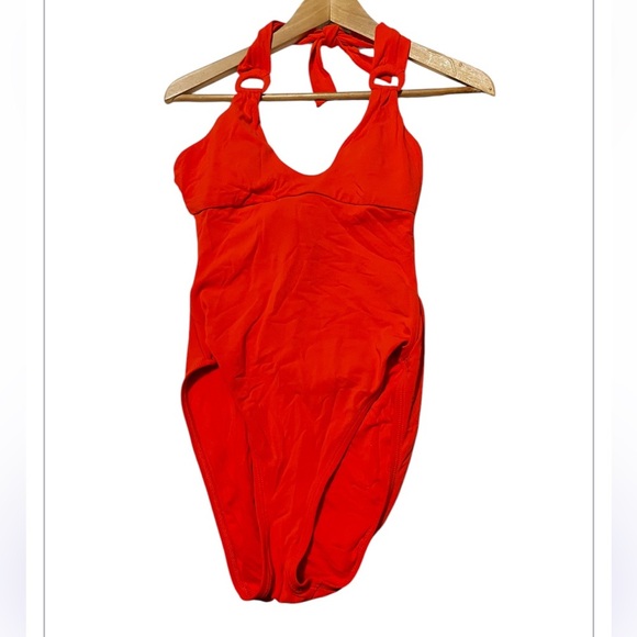 Robin Piccone Kate One Piece Swimsuit Scoop Neck Orange Sz 8 Women - Picture 6 of 8